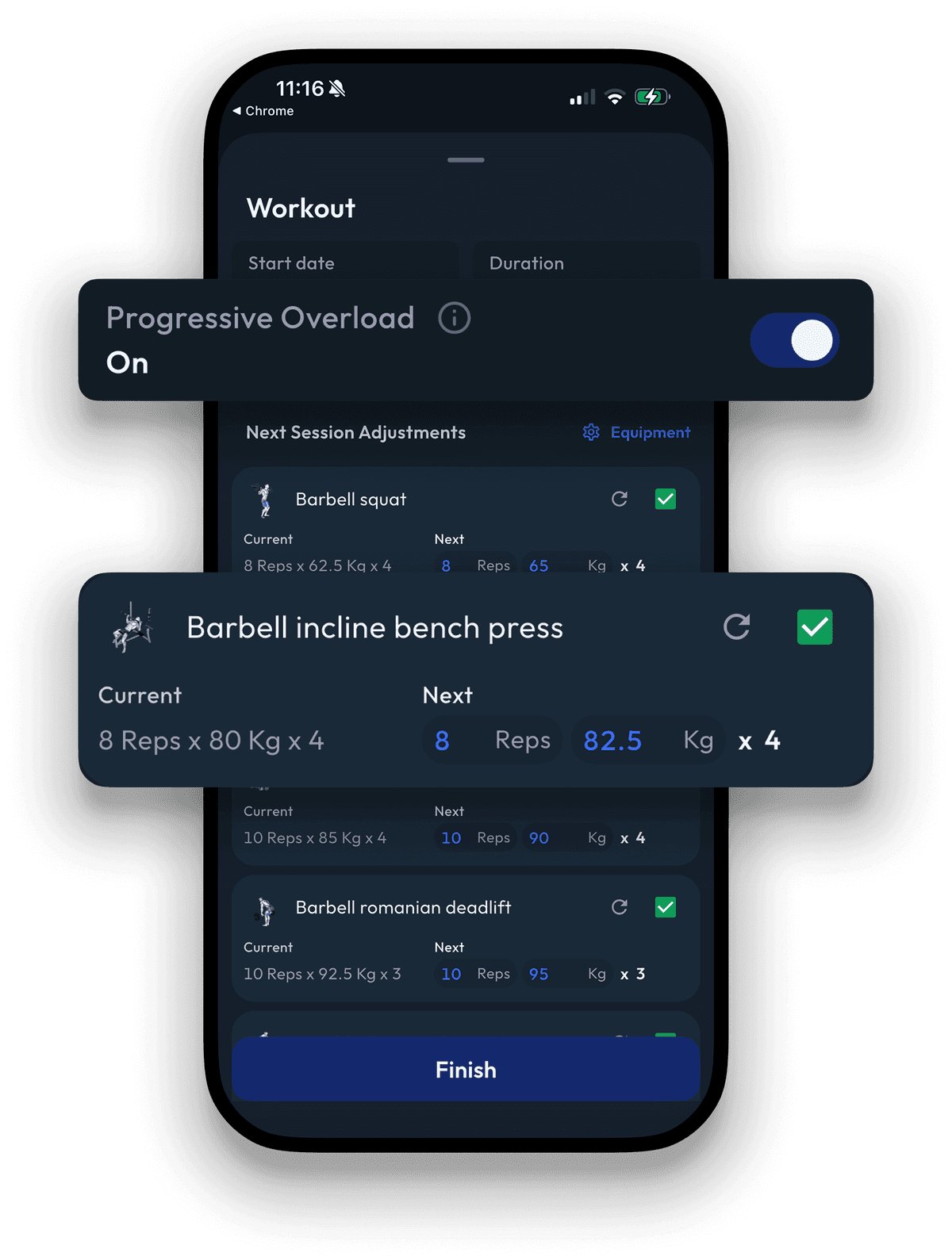 Progression updates as you perform.